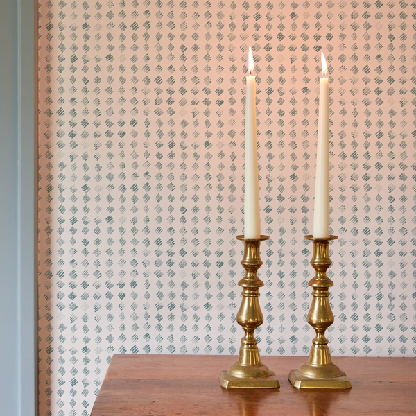 Linear Diamonds Wallpaper in Pale Marine