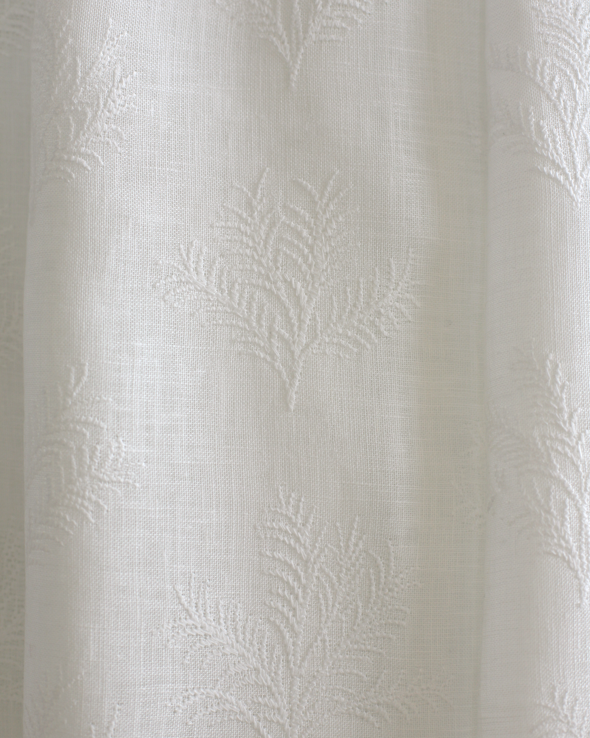 Little Palm Embroidered Fabric in White