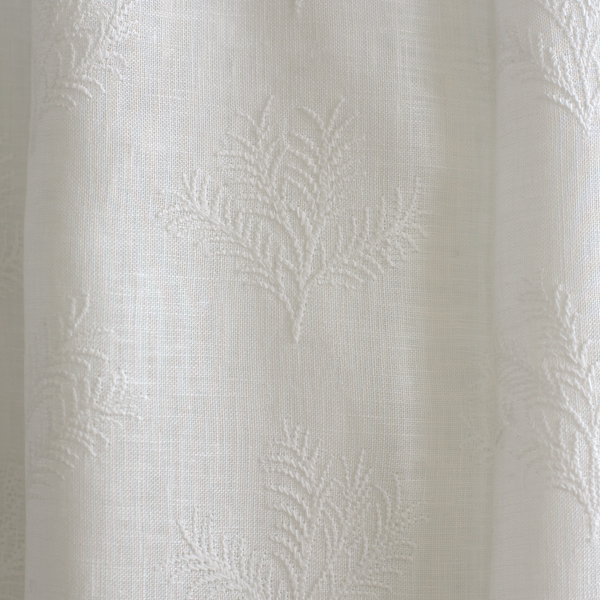 Little Palm Embroidered Fabric in White