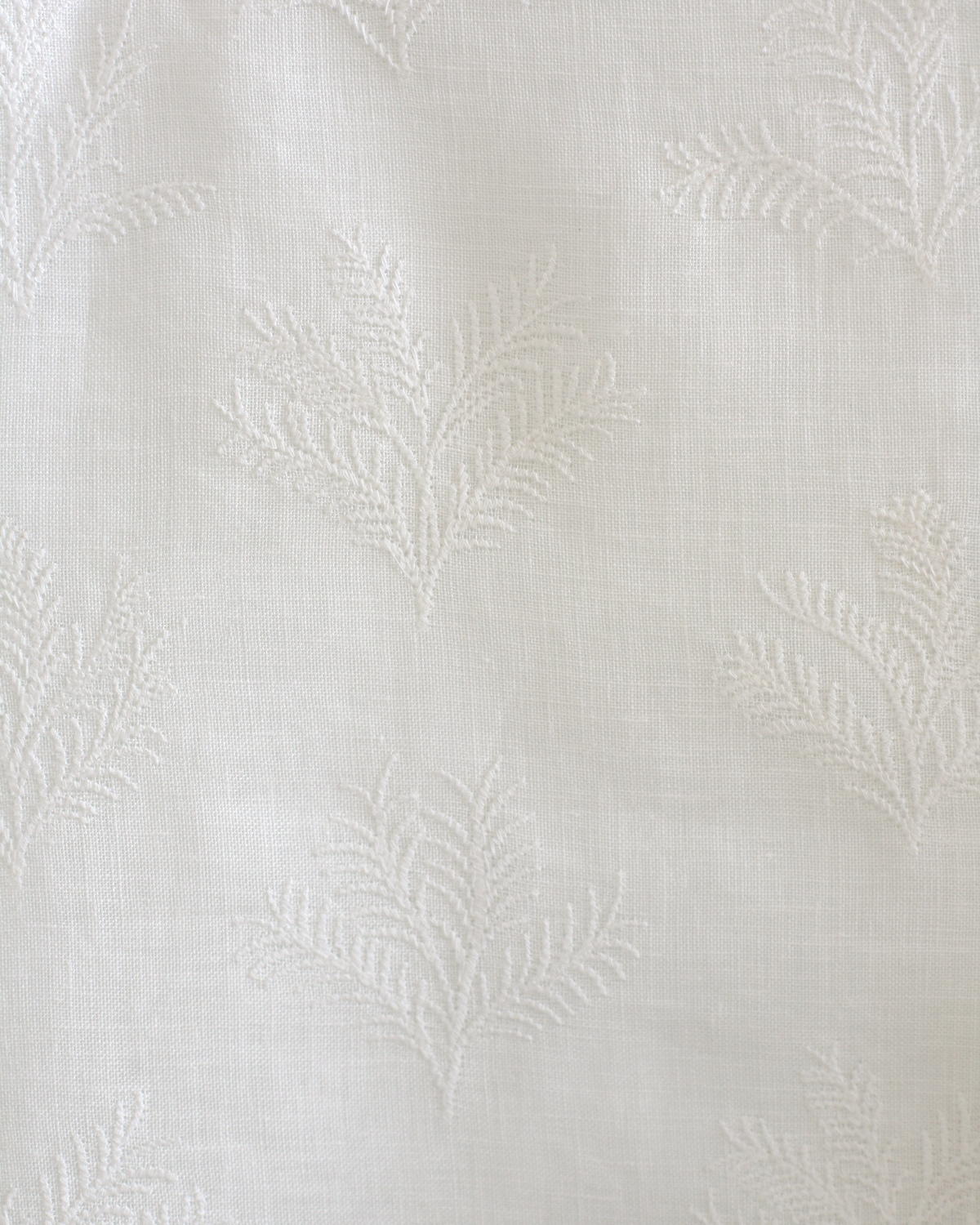 Little Palm Embroidered Fabric in White