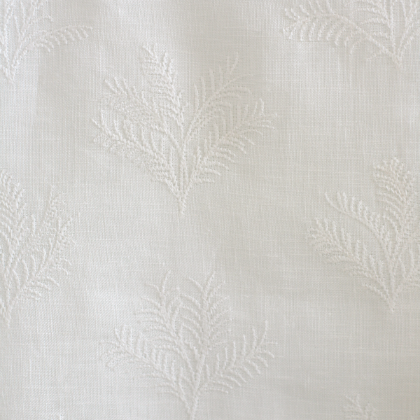 Little Palm Embroidered Fabric in White