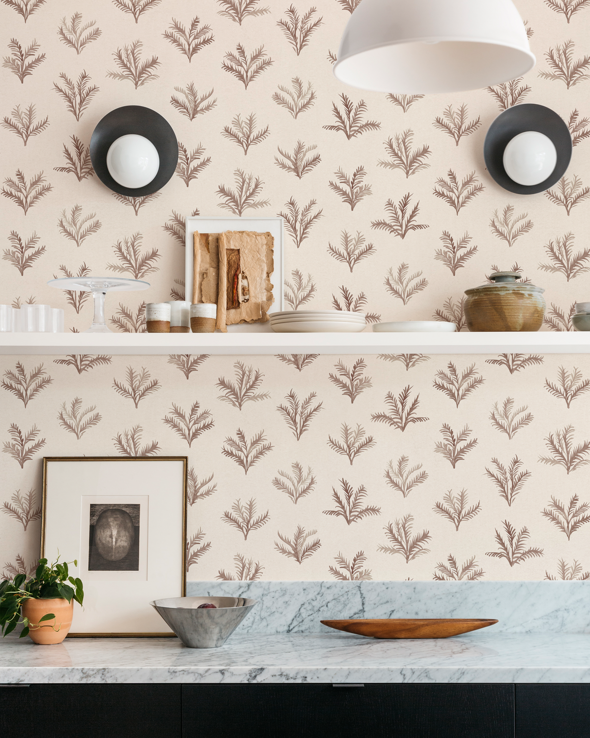 Little Palm Wallpaper in Taupe