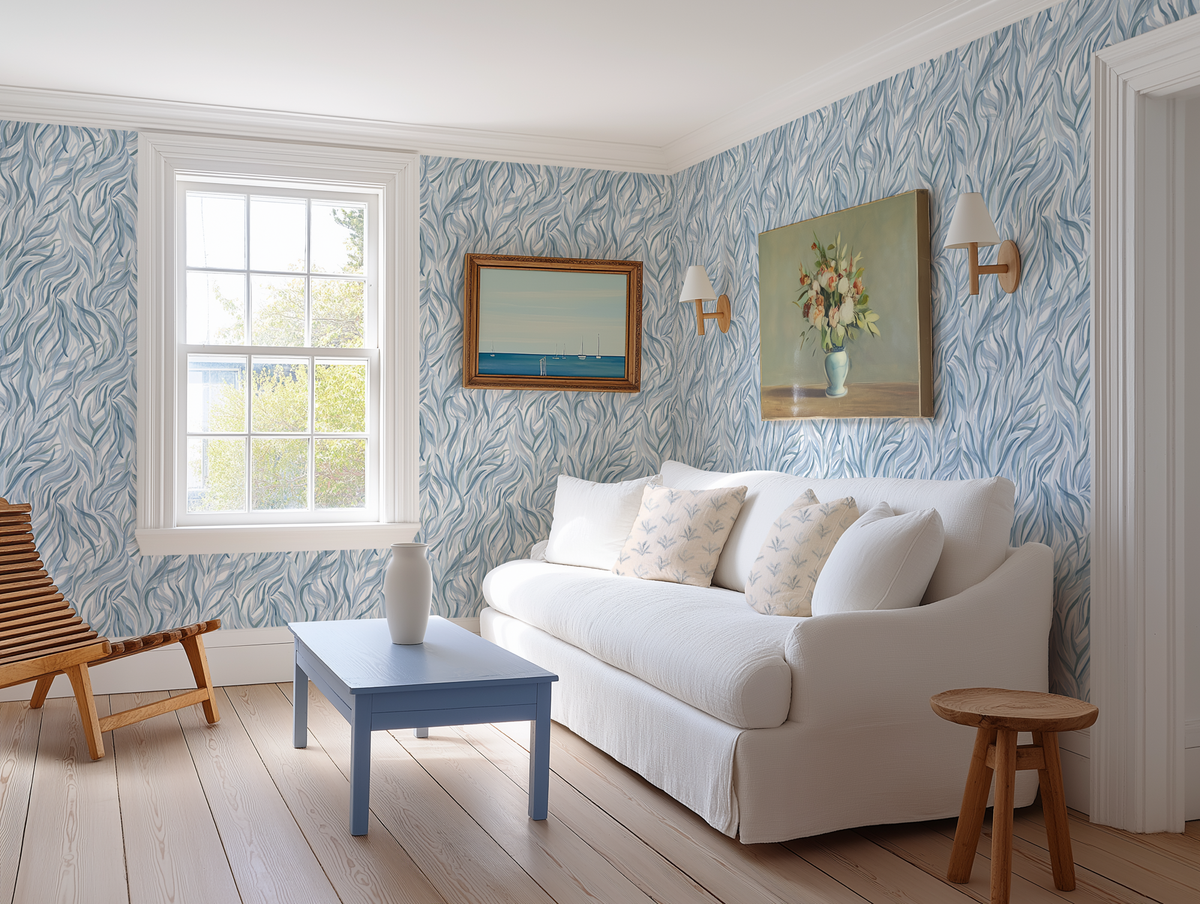 Little Palm Fabric in Light Blue