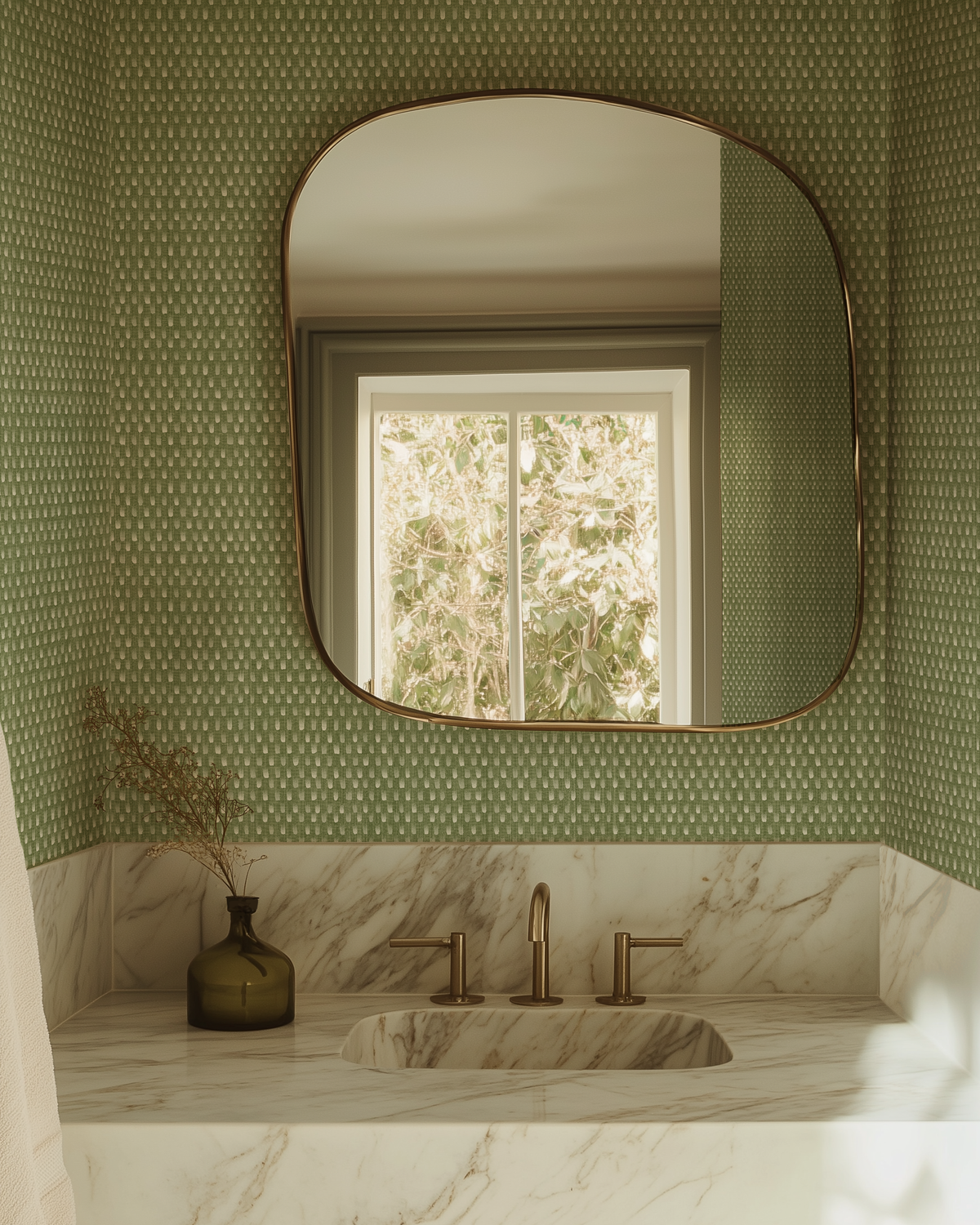 Starfall Wallpaper in Soft Green