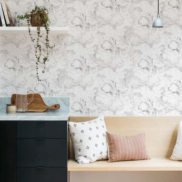 Marble Wallpaper in Pale Gray