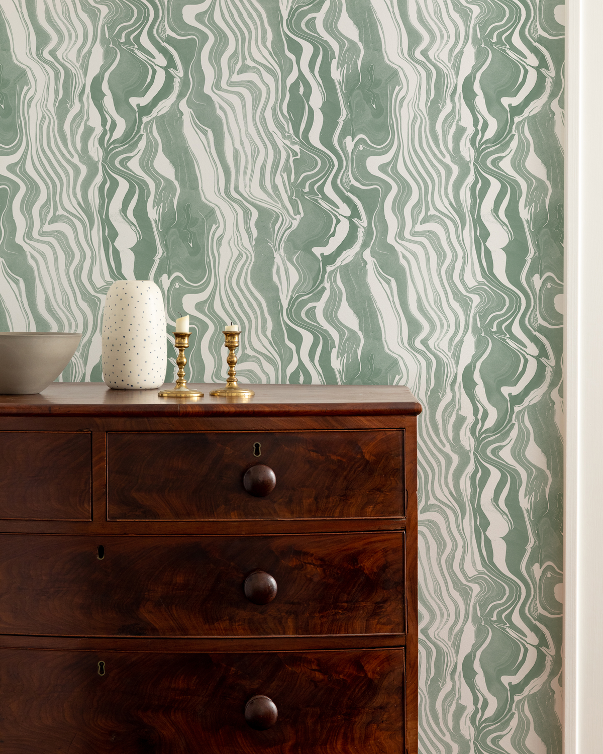 Marbled Stripe Wallpaper in Green