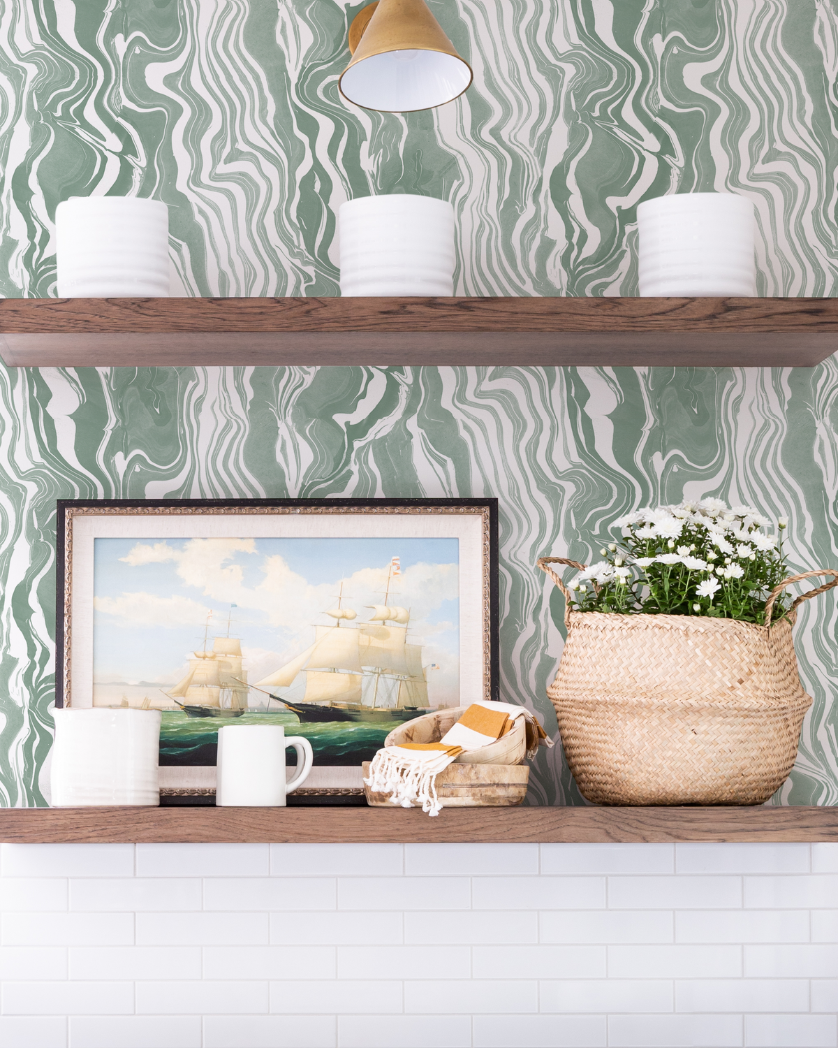 Marbled Stripe Wallpaper in Green