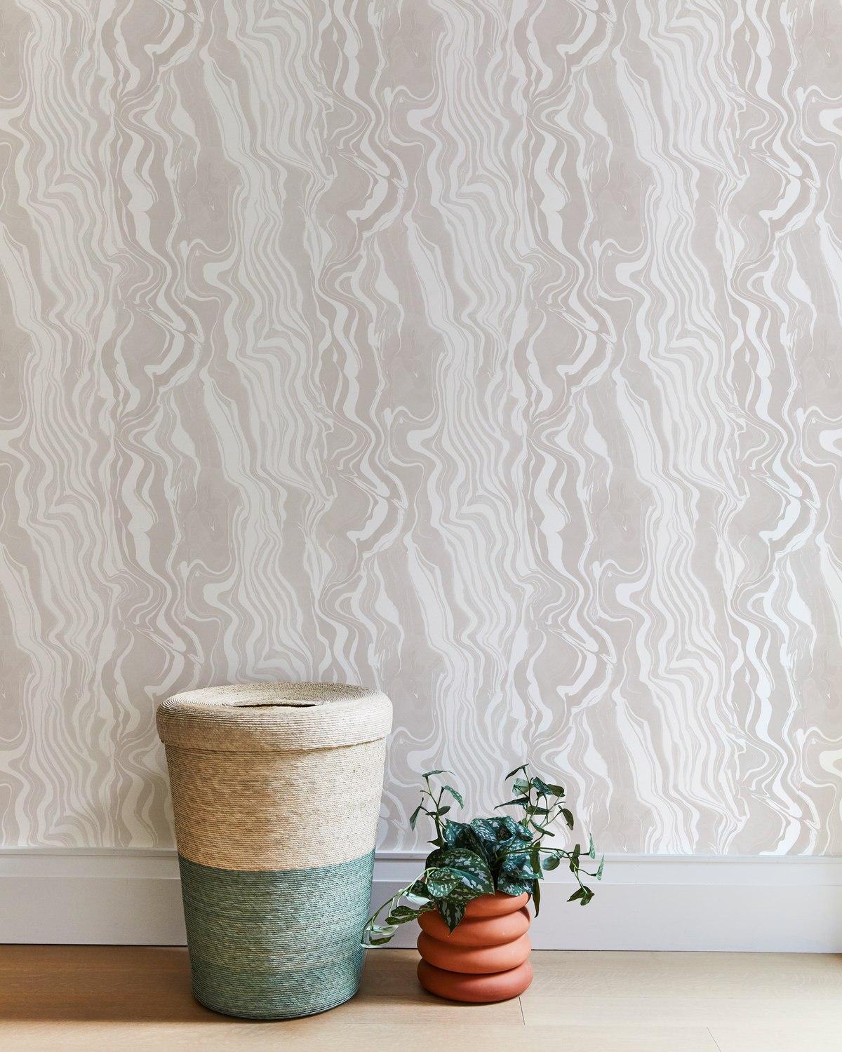 Marbled Stripe Wallpaper in Sand