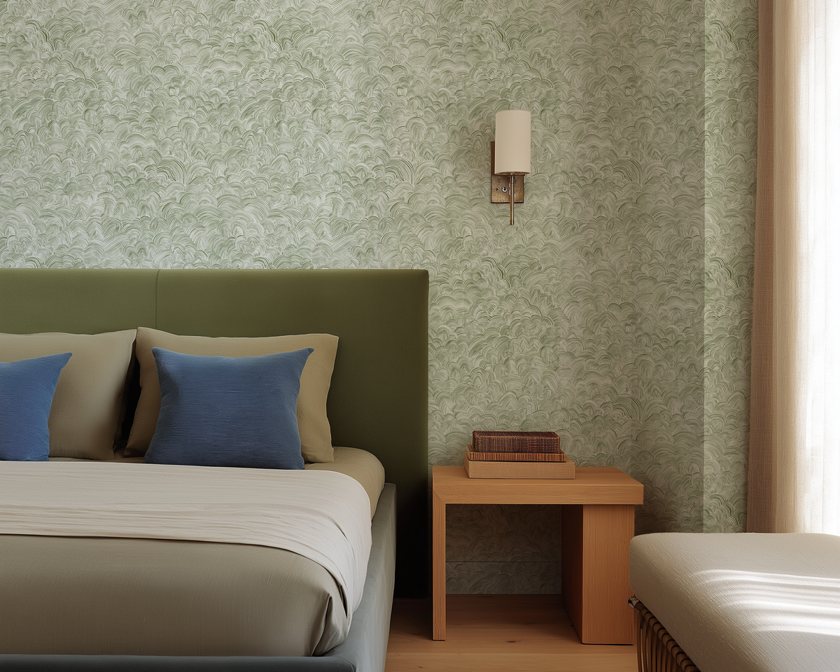 Linear Cloud Wallpaper in Green