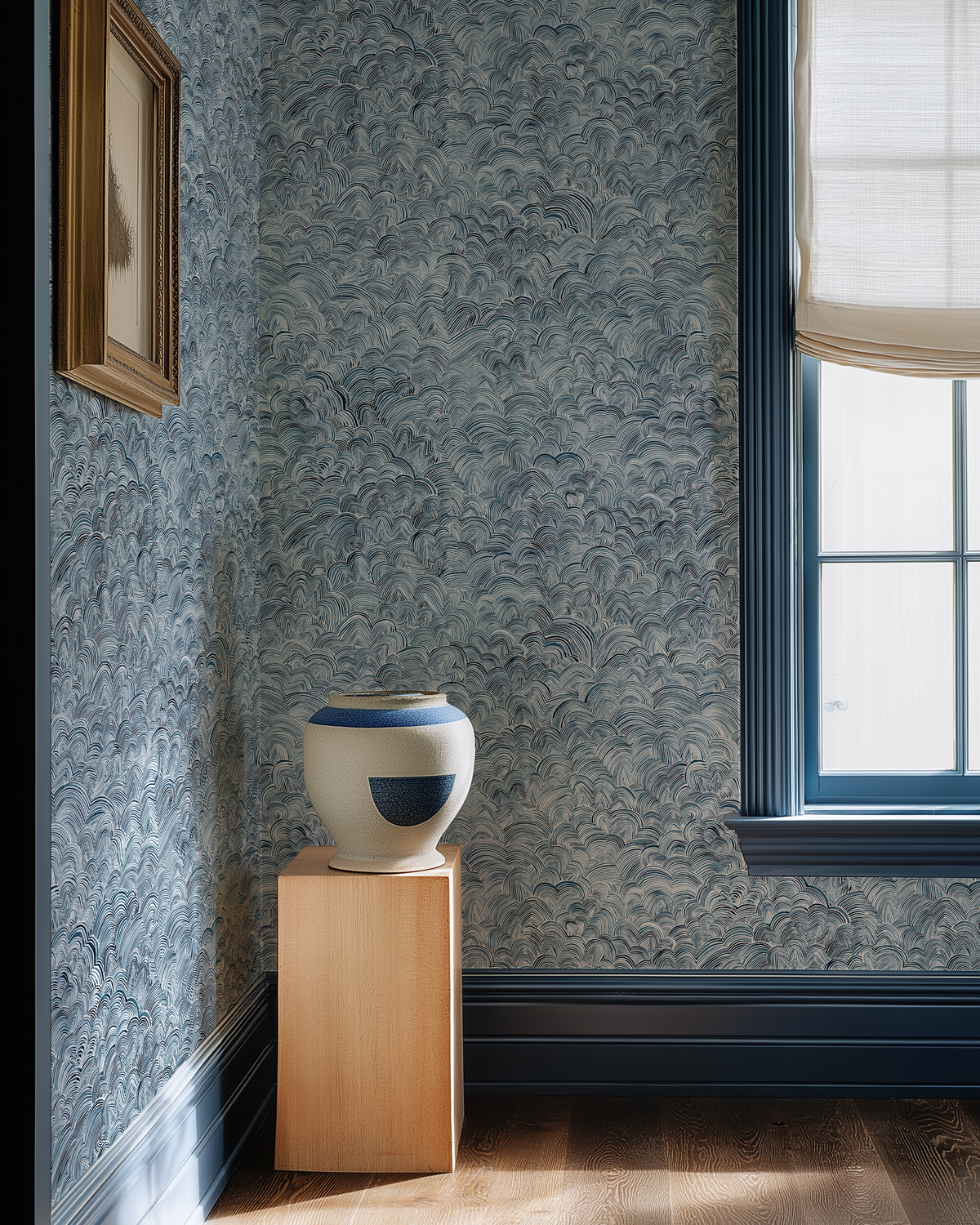 Linear Cloud Wallpaper in Navy
