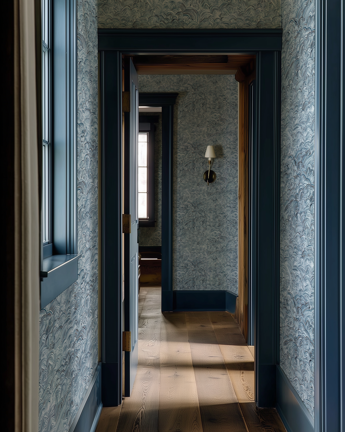 Linear Cloud Wallpaper in Navy