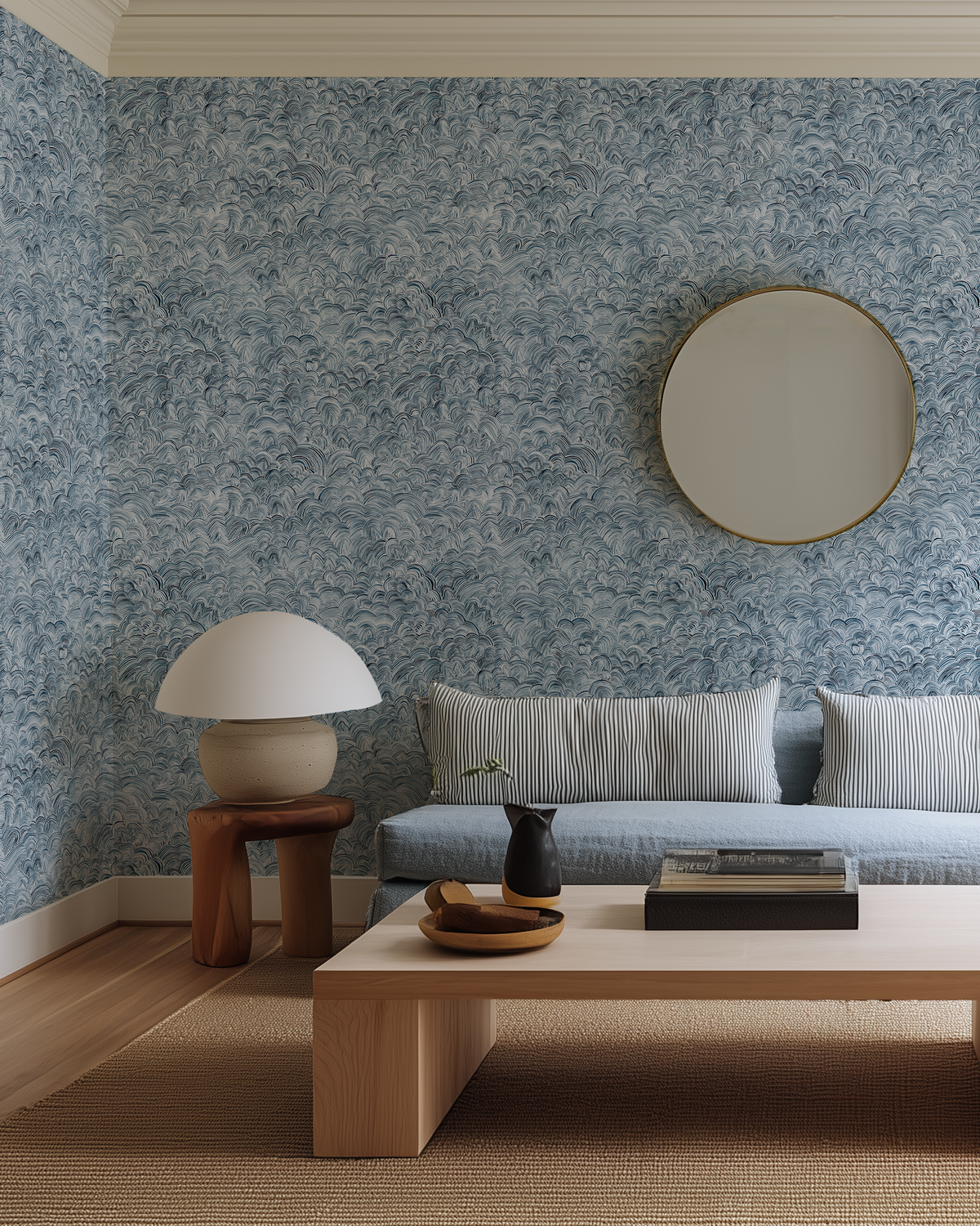Linear Cloud Wallpaper in Navy