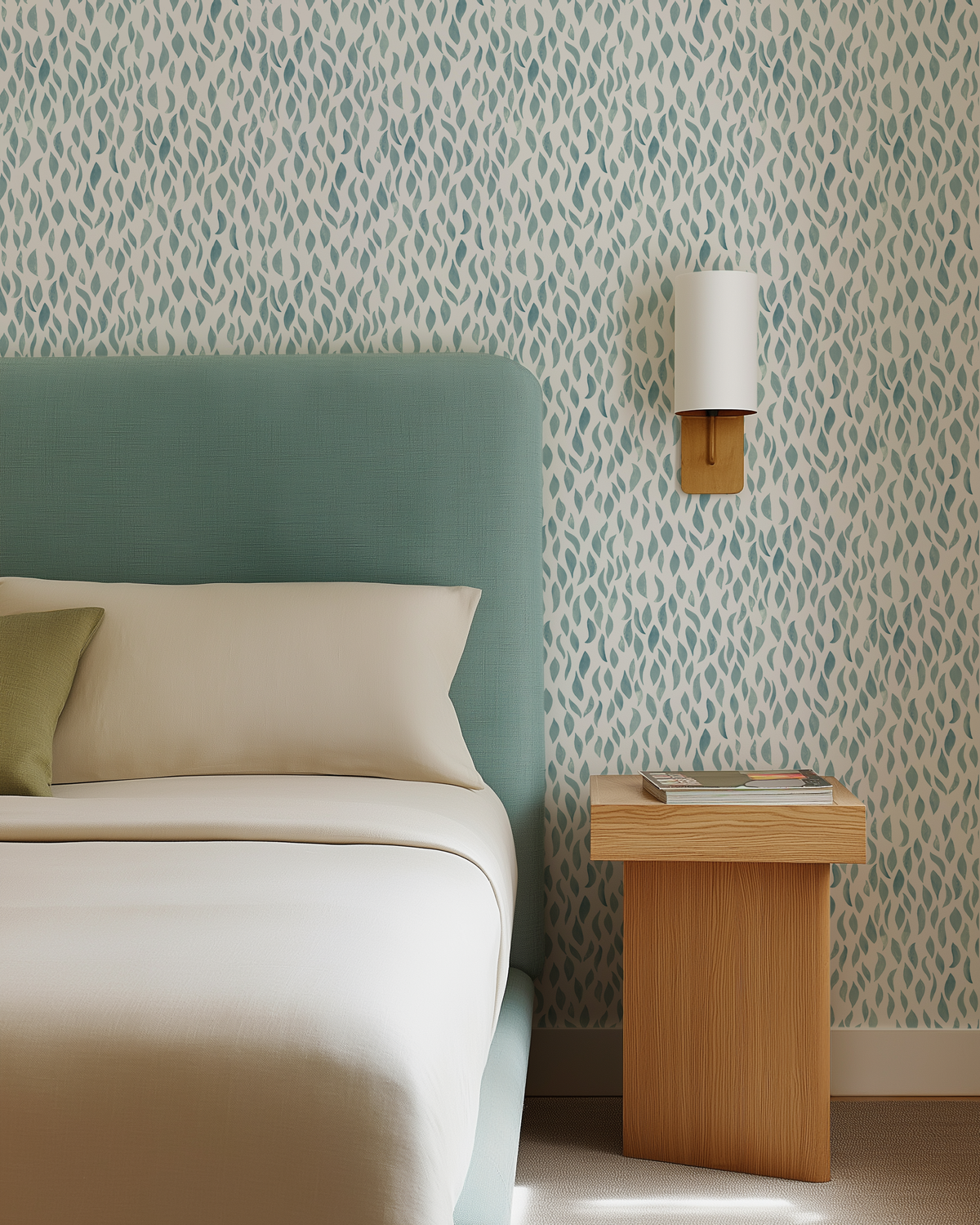 Petals Small Wallpaper in Pale Marine