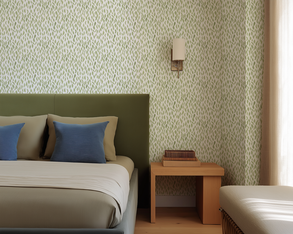 Petals Small Wallpaper in Light Green