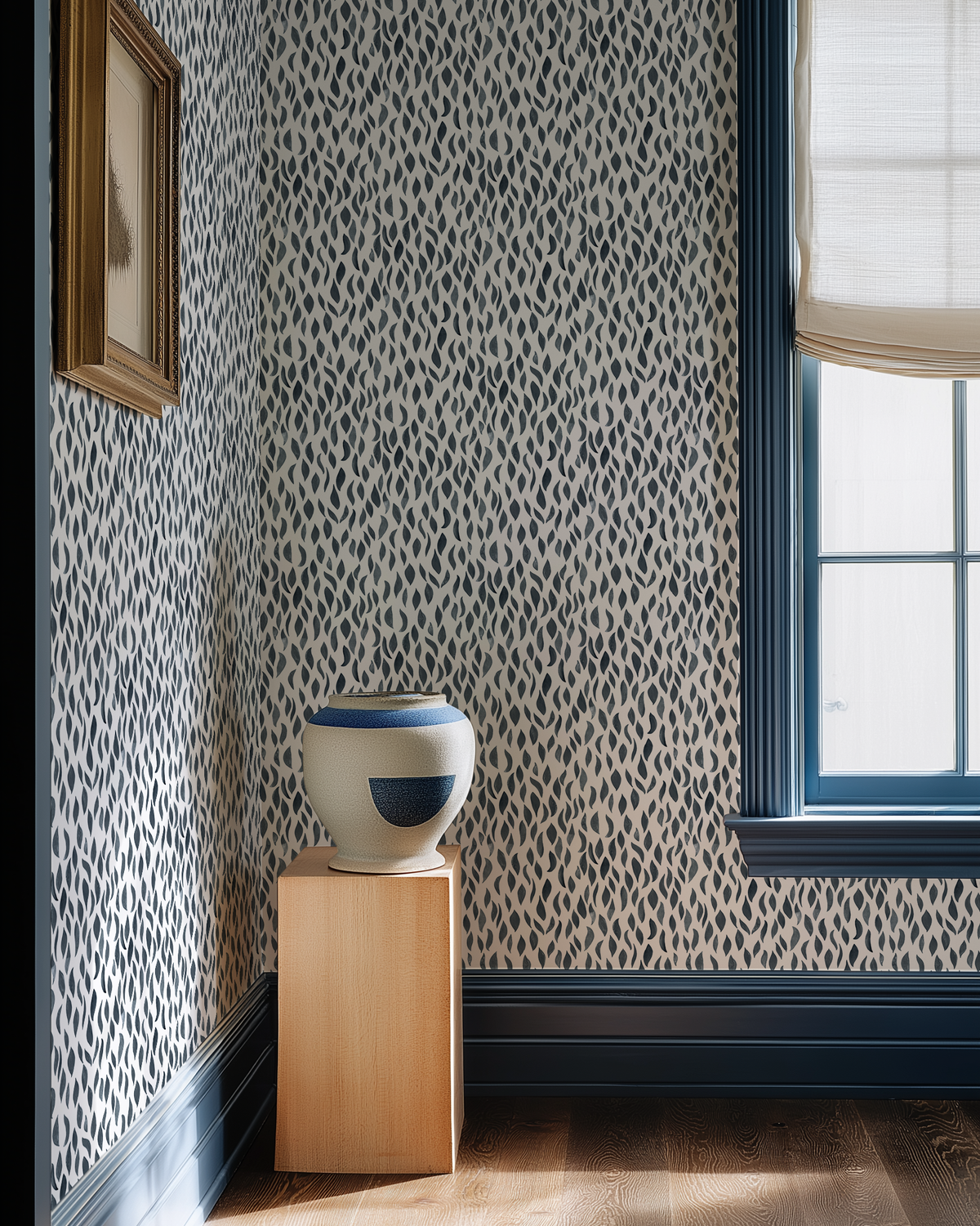 Petals Small Wallpaper in Navy