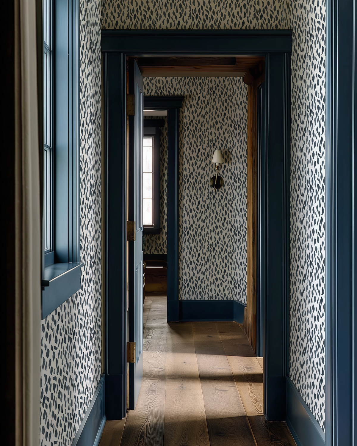 Petals Small Wallpaper in Navy