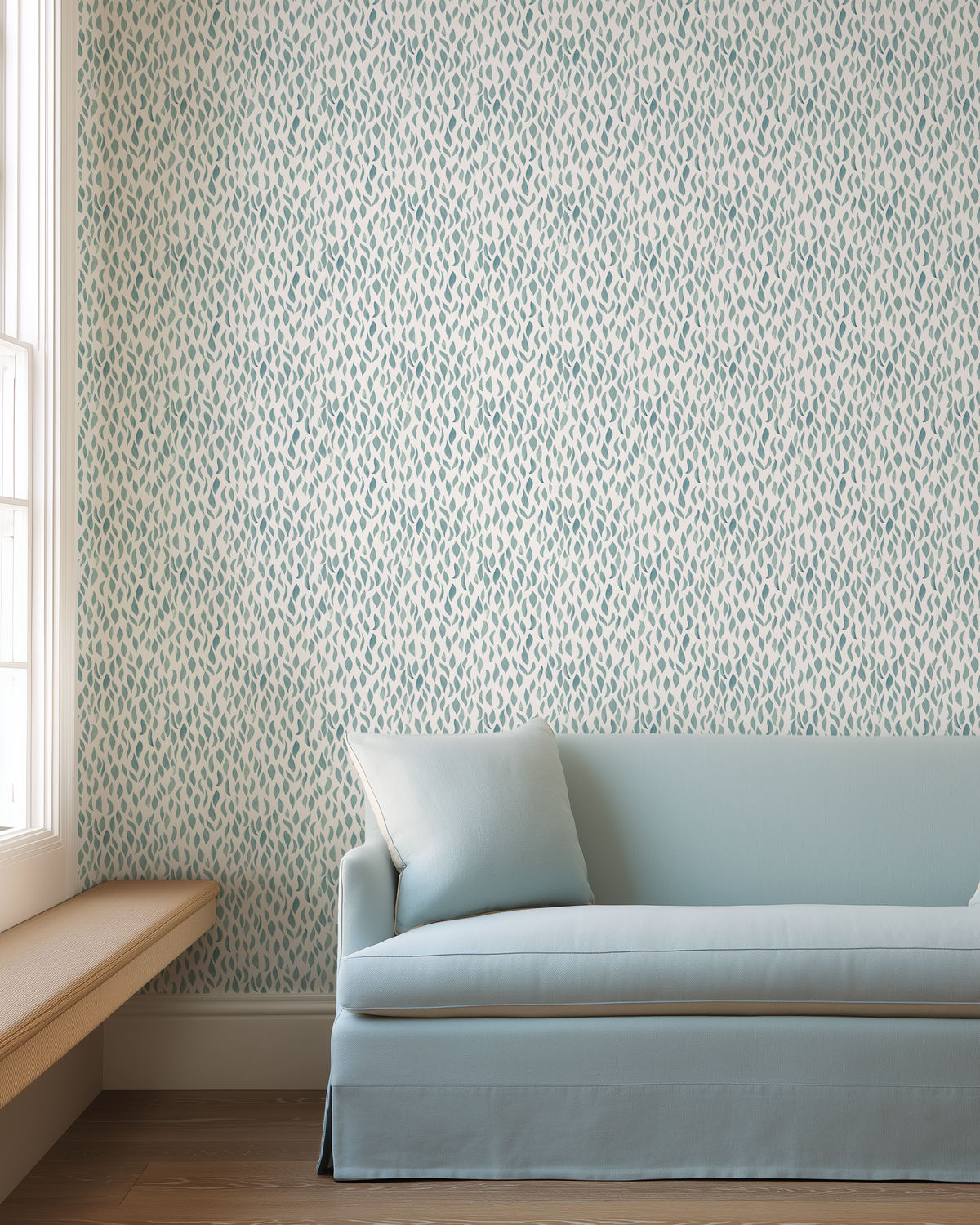 Petals Small Wallpaper in Pale Marine
