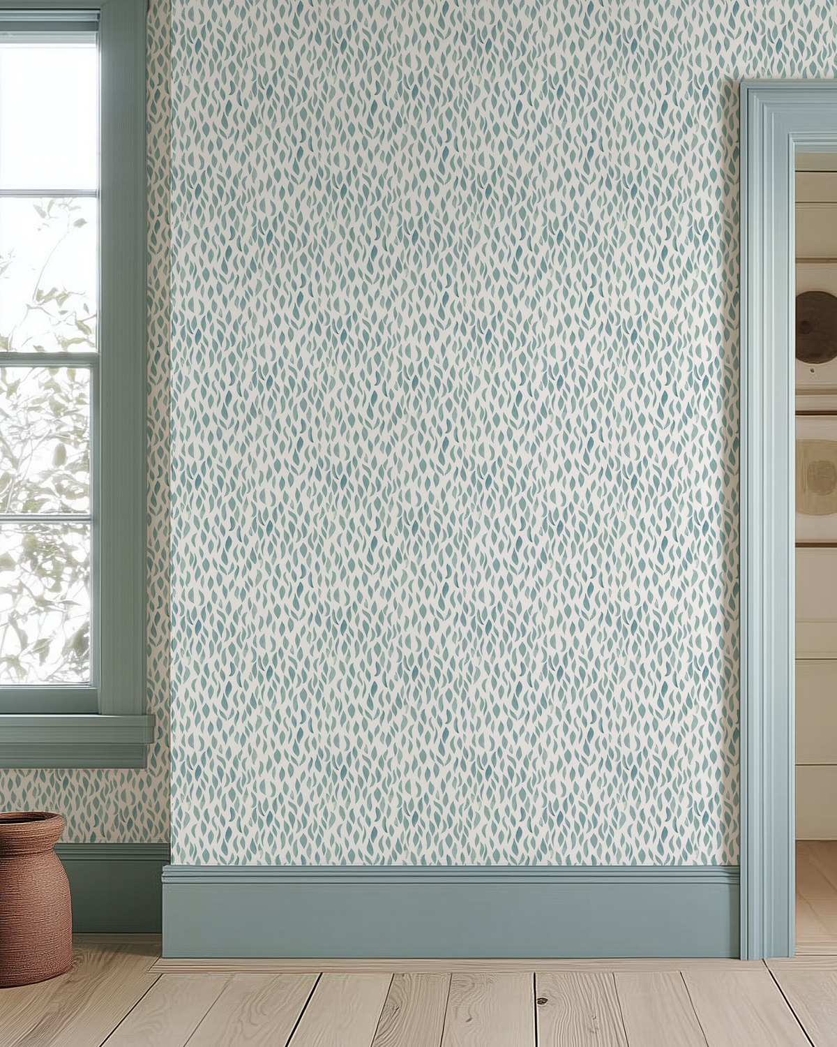 Petals Small Wallpaper in Pale Marine