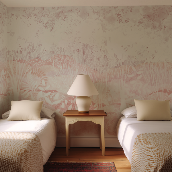 Daydream Landscape Mural in Pink
