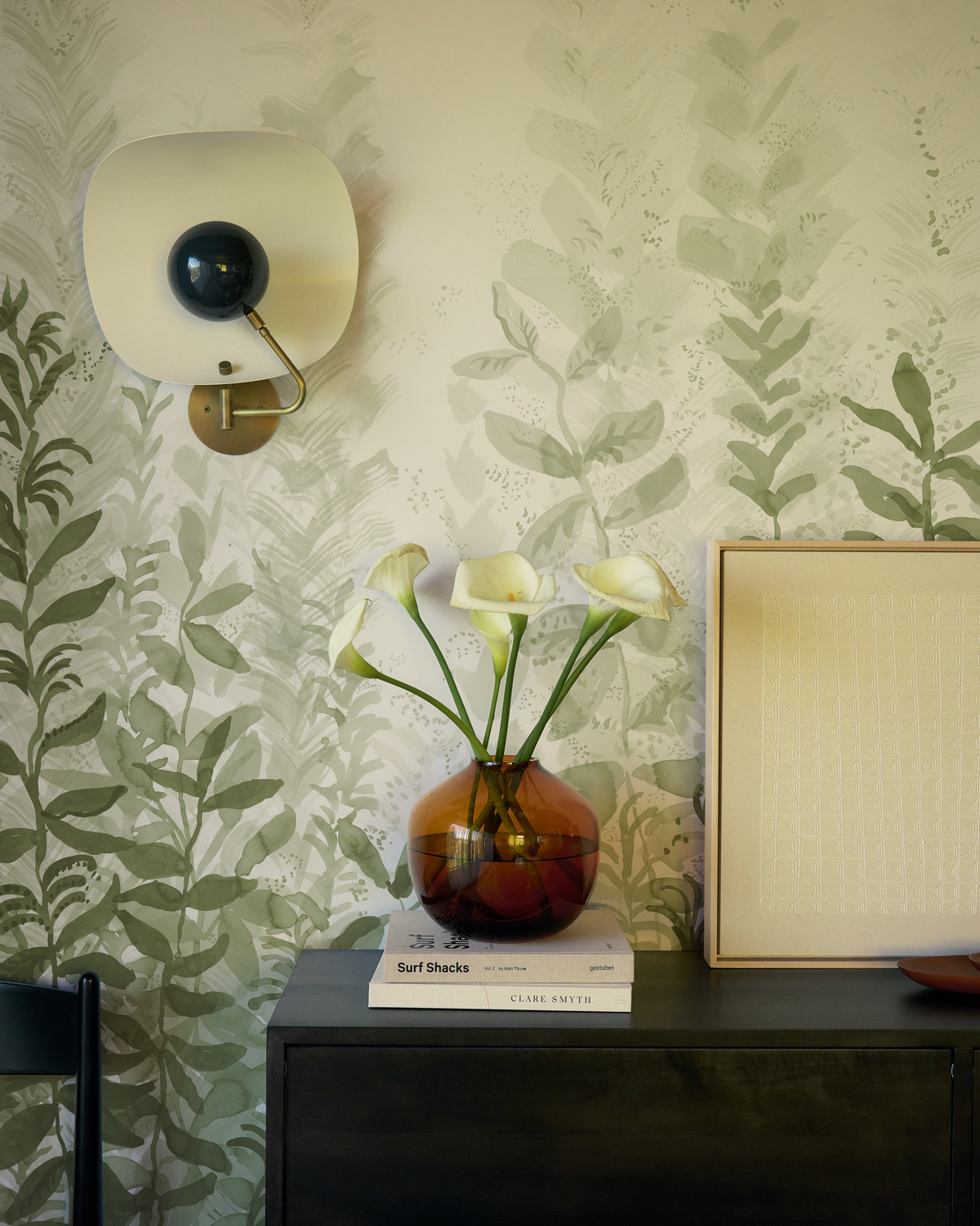 Misty Morning Mural in Dark Green