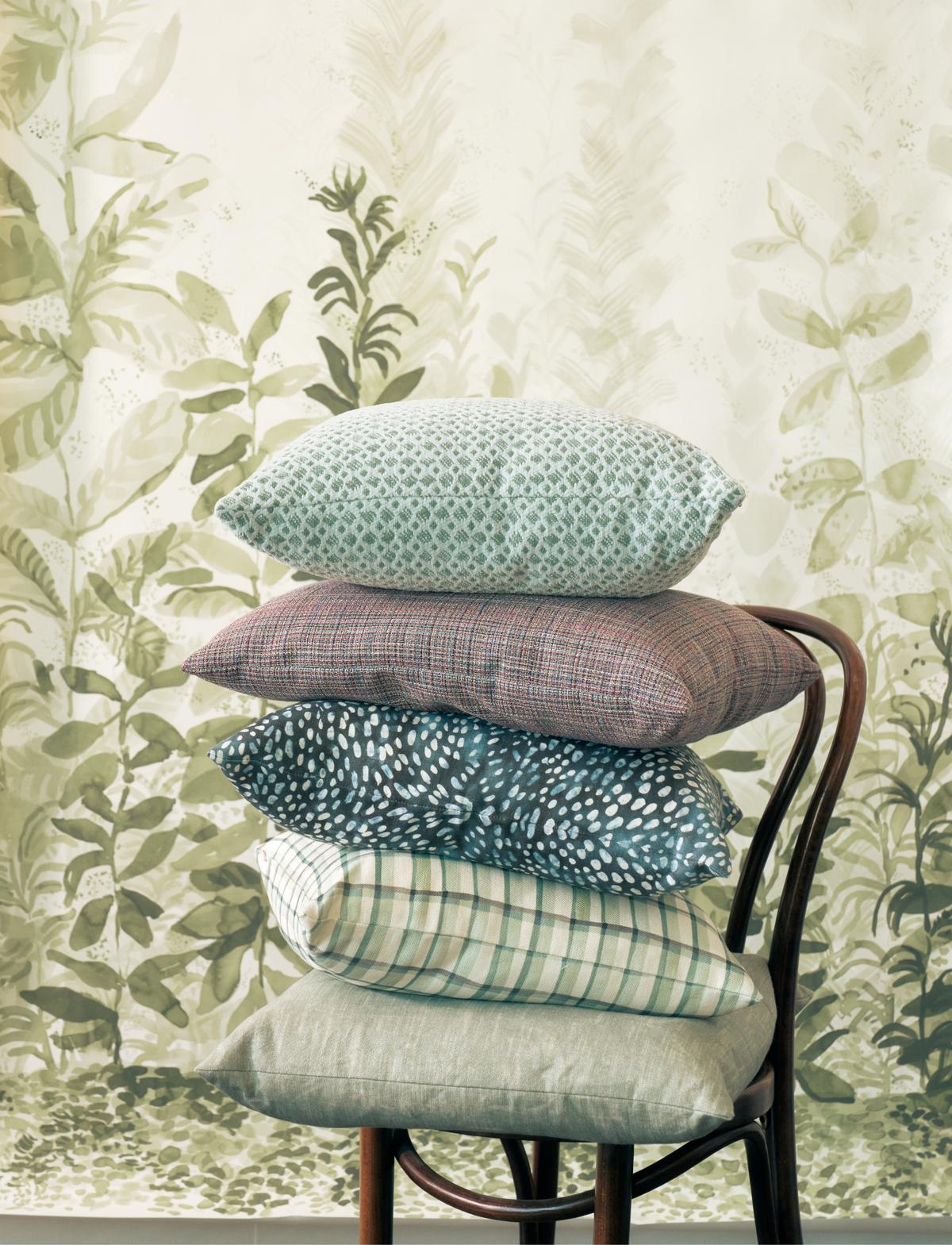 Misty Morning Mural in Dark Green