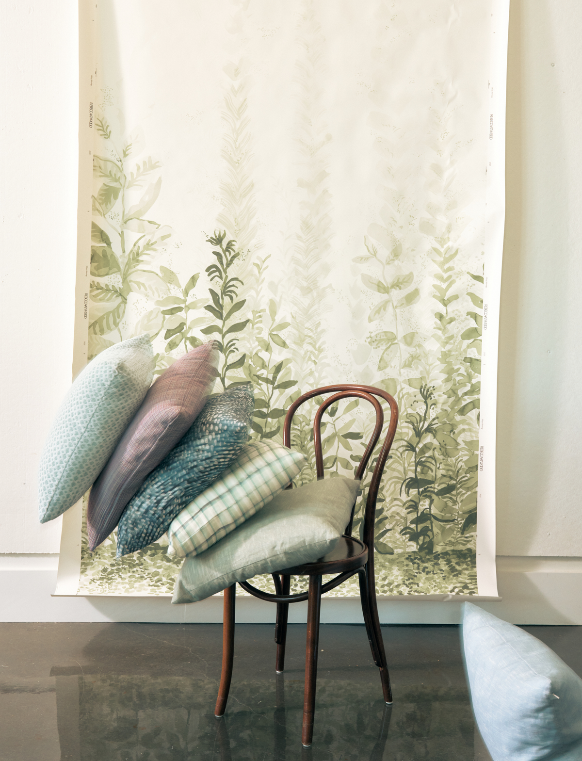 Misty Morning Mural in Dark Green
