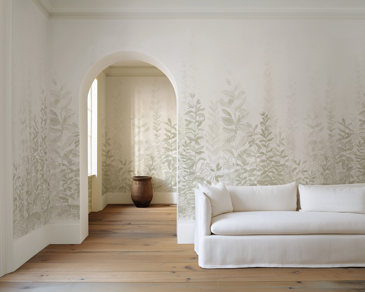 Misty Morning Mural in Gray