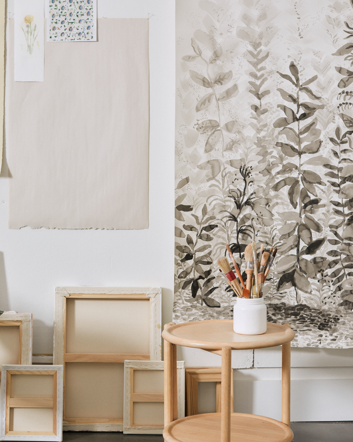 Misty Morning Mural in Gray