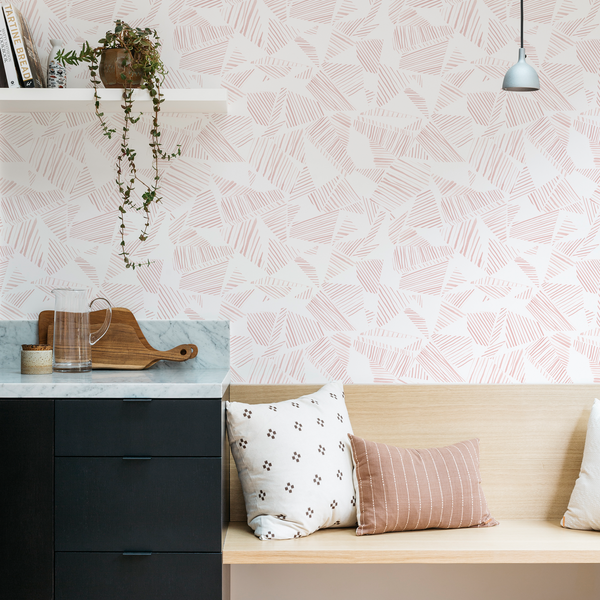 Mixed Stripe Wallpaper in Pink