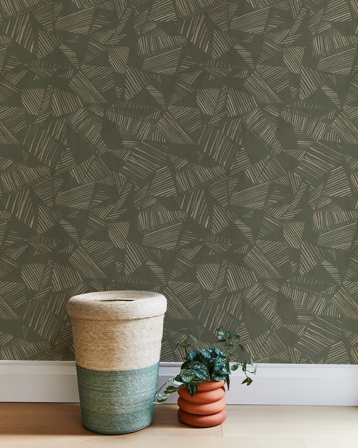 Mixed Stripe Wallpaper in Brown