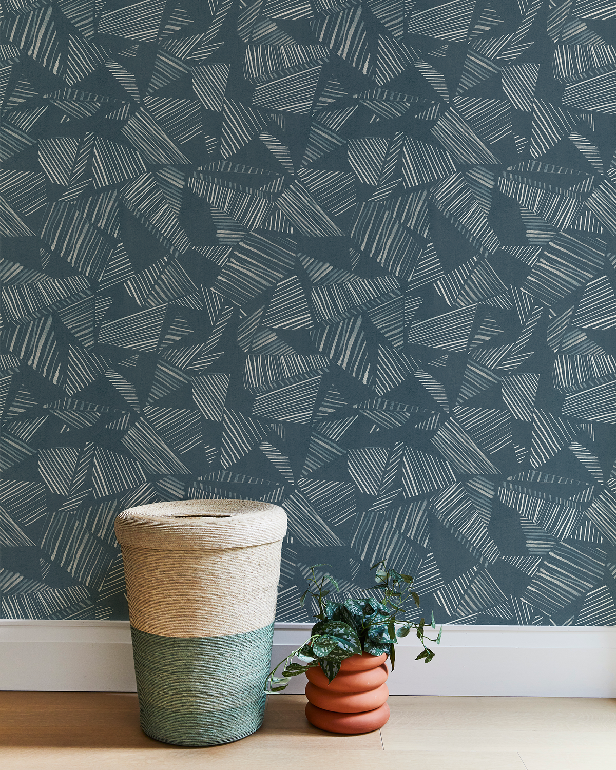 Mixed Stripe Wallpaper in Navy