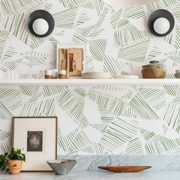 Mixed Stripe Wallpaper in Green