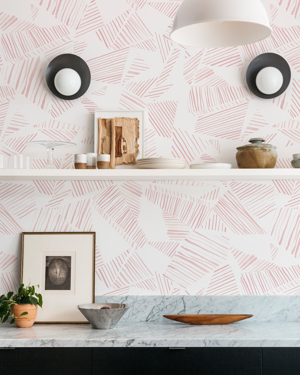 Mixed Stripe Wallpaper in Pink