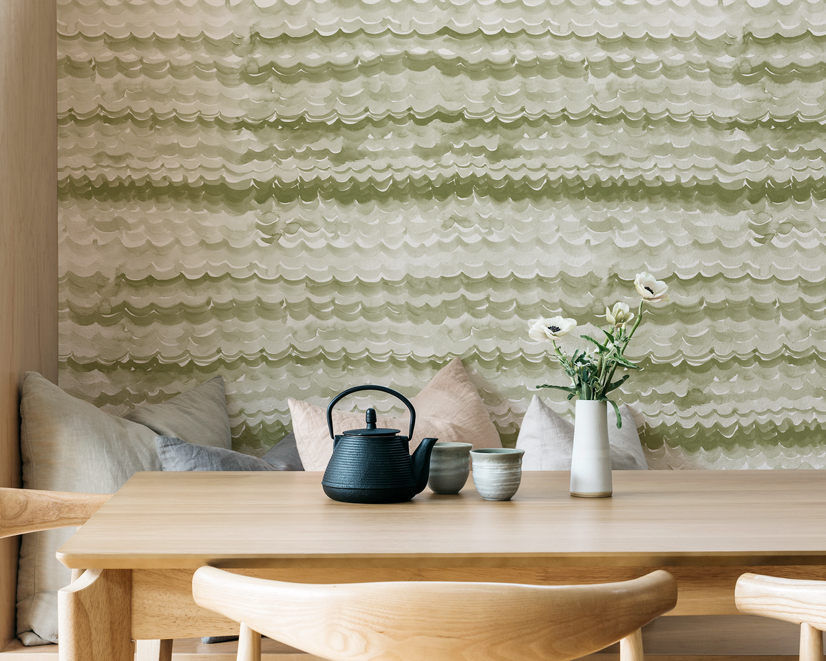 Oceanwave Wallpaper in Kelp Green