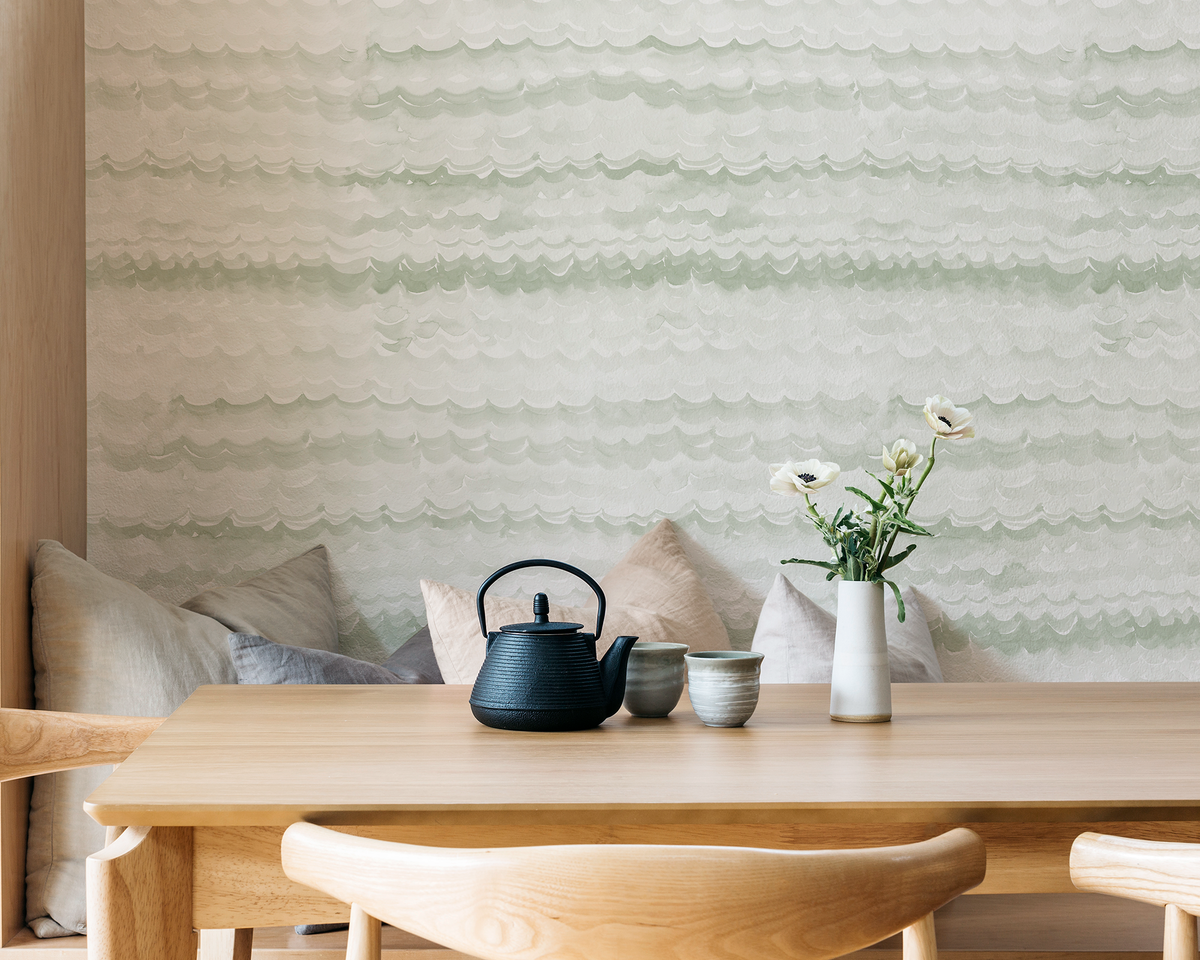 Oceanwave Wallpaper in Mist Green