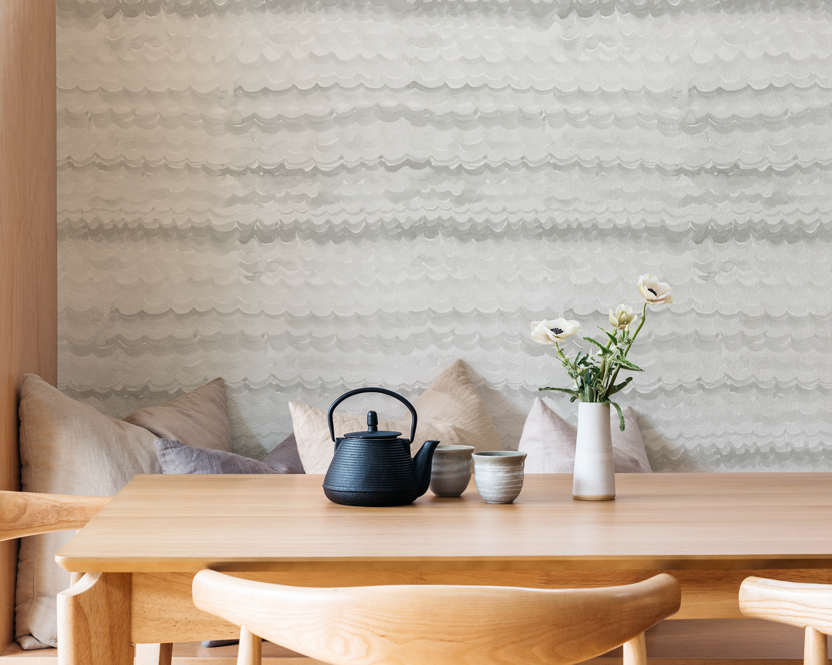 Oceanwave Wallpaper in Pale Gray