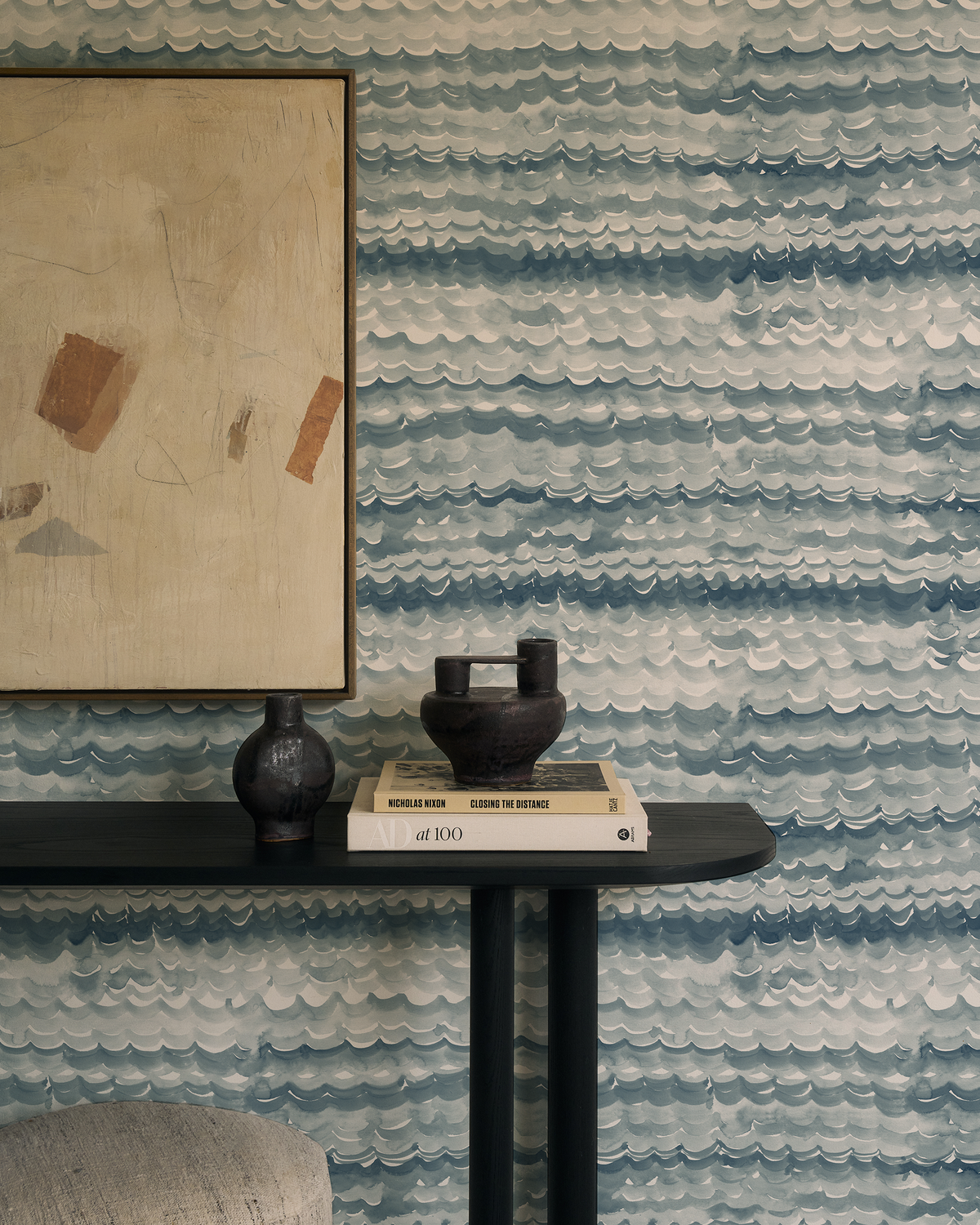 Oceanwave Wallpaper in Stormy Blue