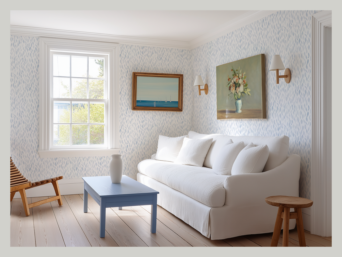 Petals Wallpaper in Cloud Blue
