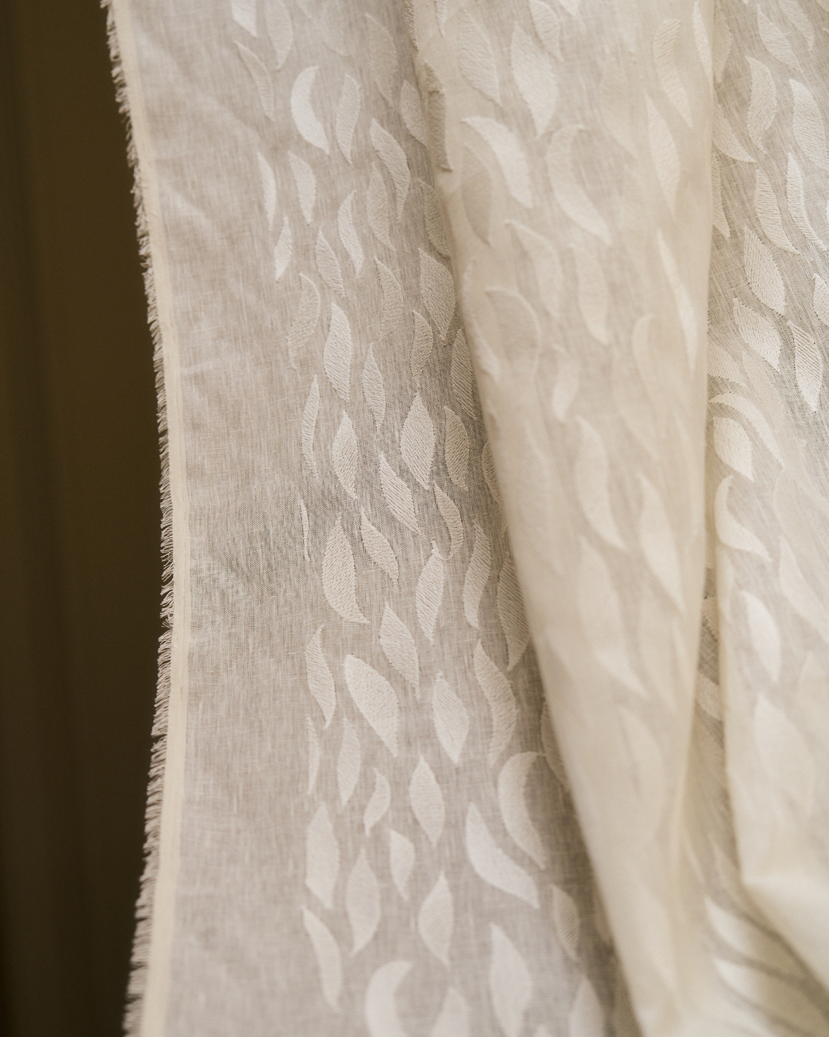 Petals Embroidered Fabric in White