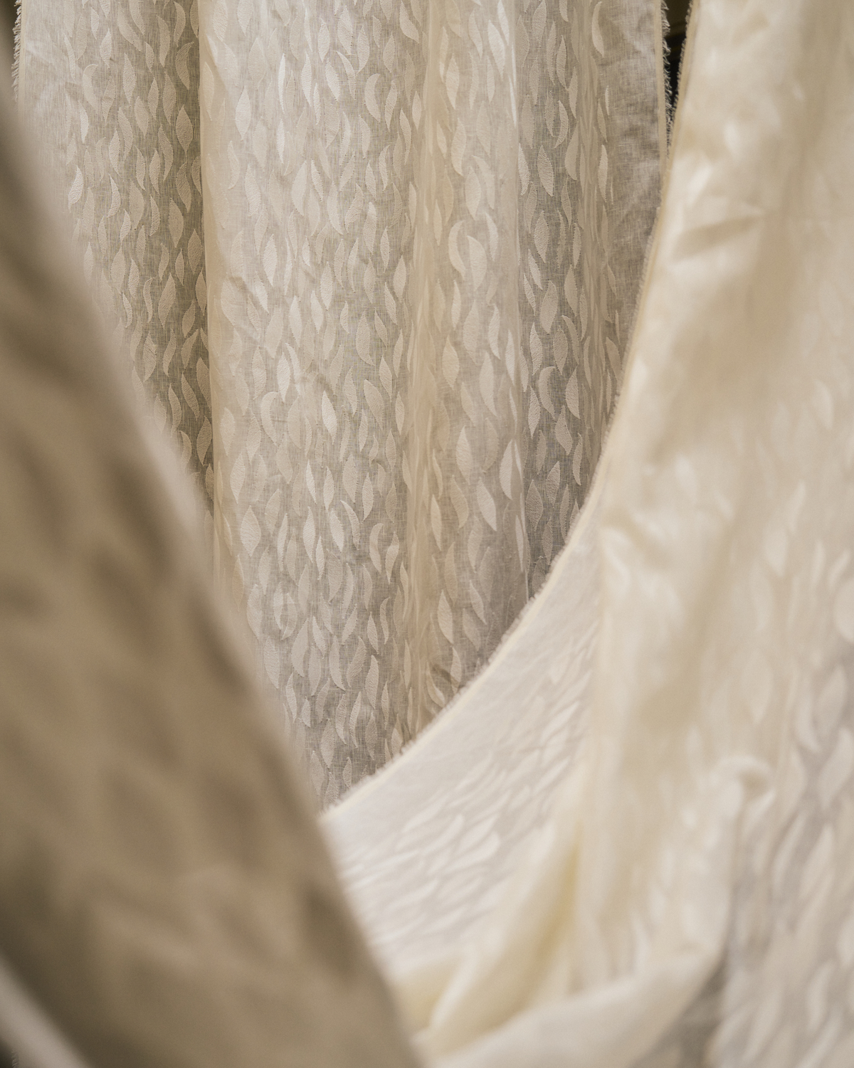 Petals Embroidered Fabric in White