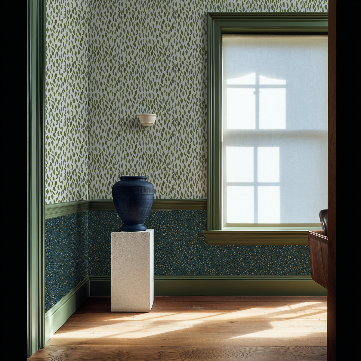 Petals Small Wallpaper in Dark Green
