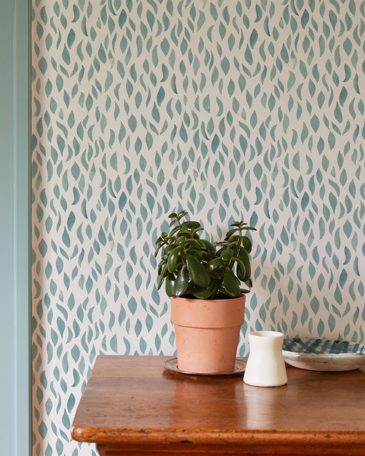 Petals Small Wallpaper in Pale Marine