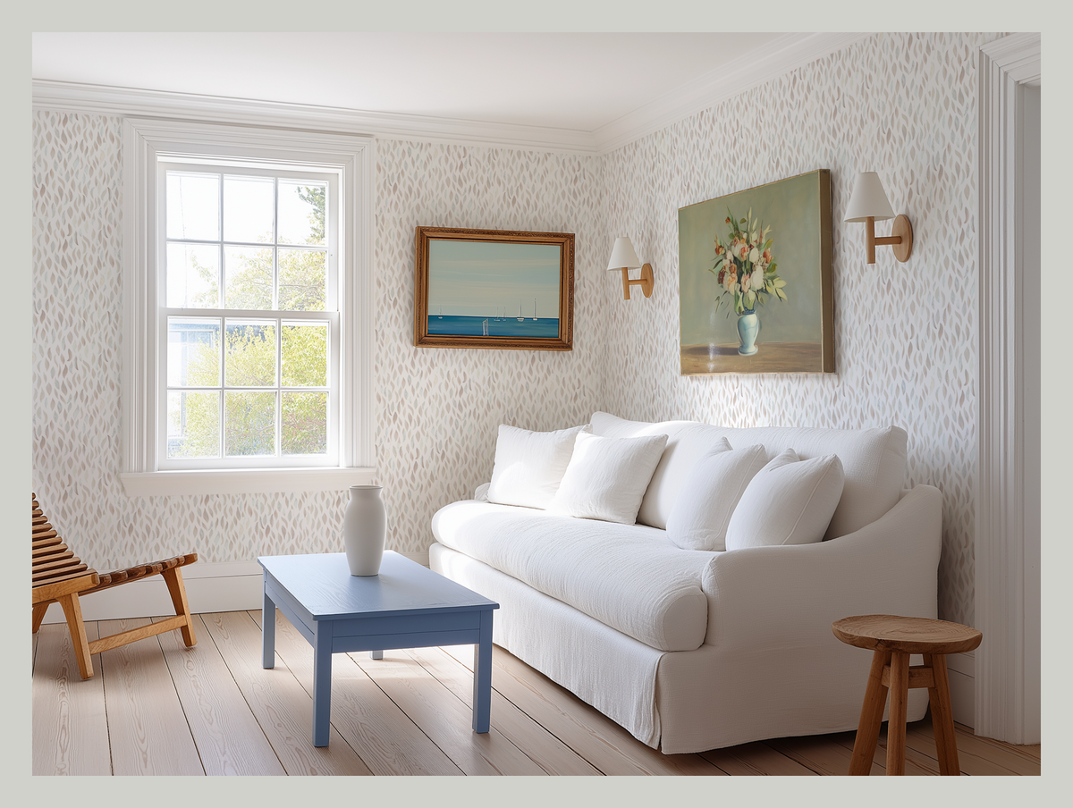 Petals Wallpaper in Taupe-Blue