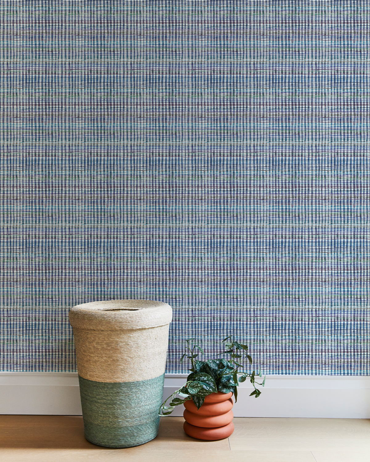 Picnic Wallpaper in Multi-Dark Blue
