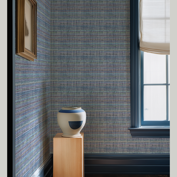 Picnic Wallpaper in Multi-Dark Blue