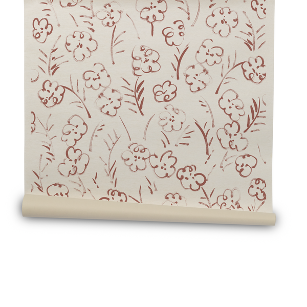 Roses Wallpaper in Pink-Clay