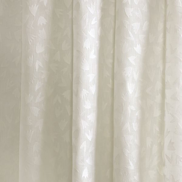 Scattered Foliage Embroidered Fabric in White