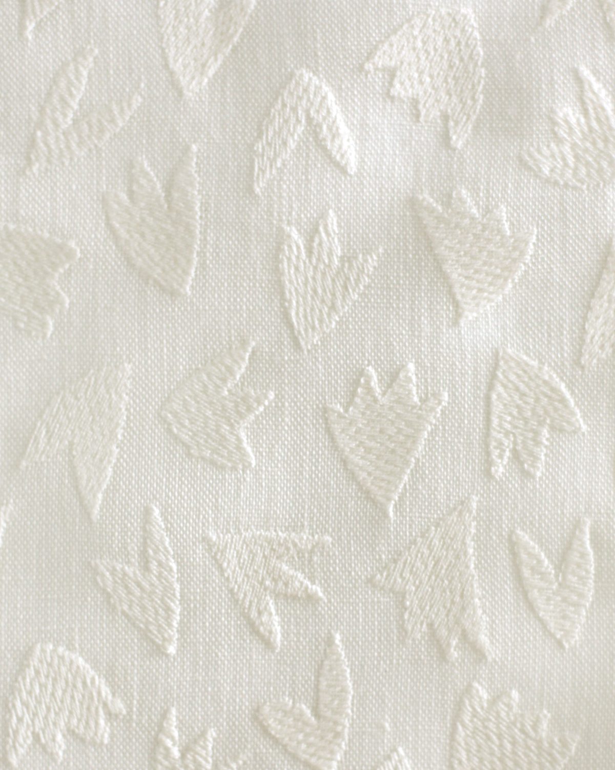 Scattered Foliage Embroidered Fabric in White
