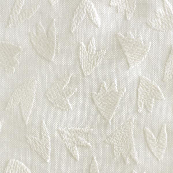Scattered Foliage Embroidered Fabric in White