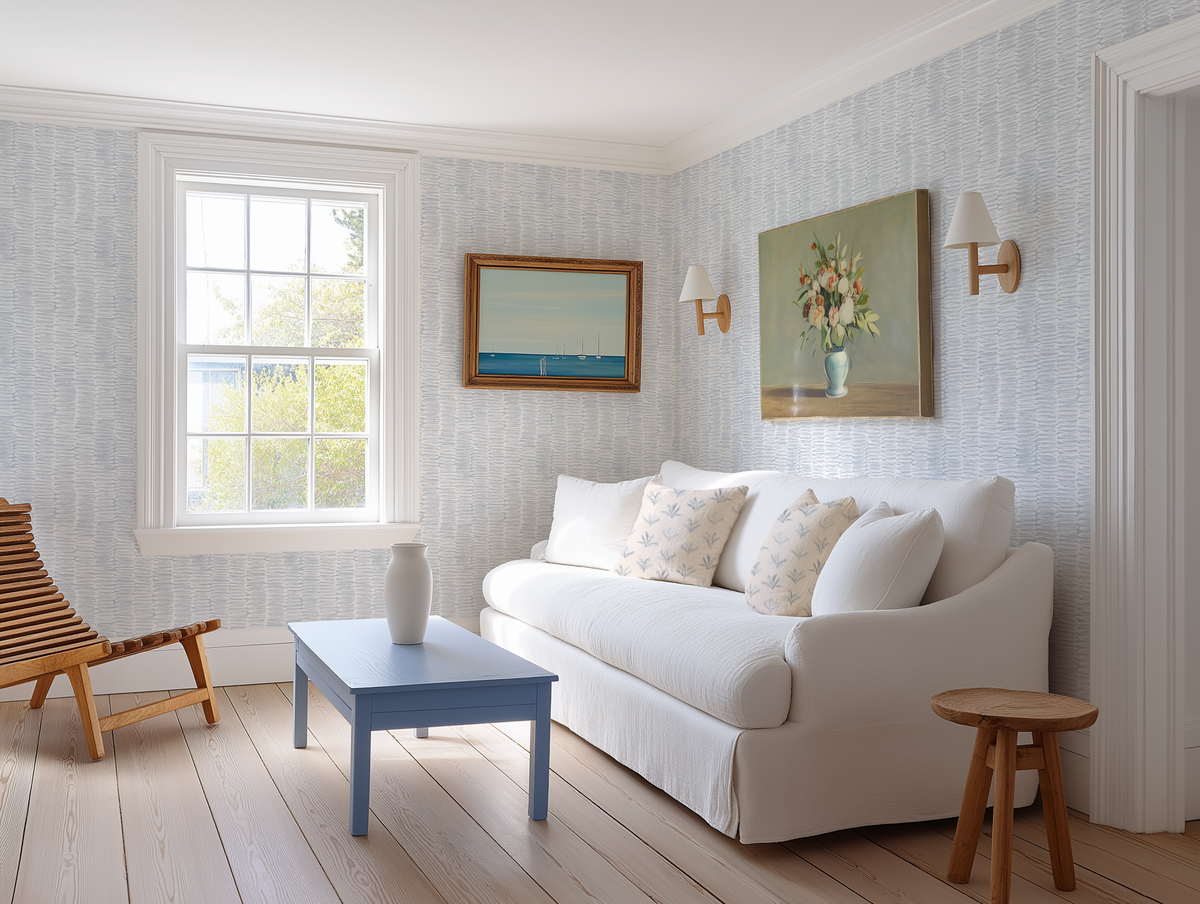 Scribble Wallpaper in Pale Blue
